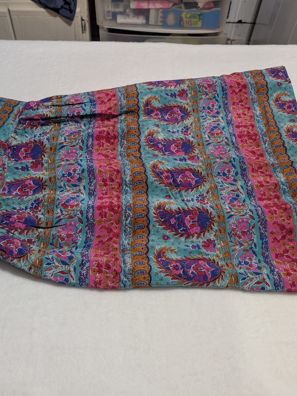 Women's Bohemian Paisley Print Dress - Turquoise & Pink